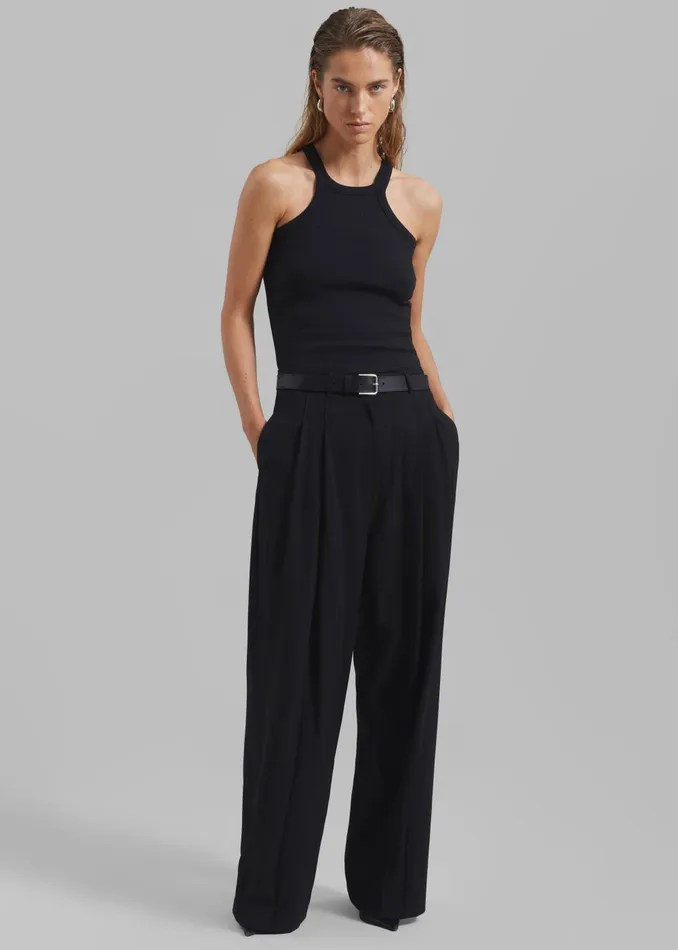 Women Omi Halter Tank Top 8211 Black The Frankie Shop Tops