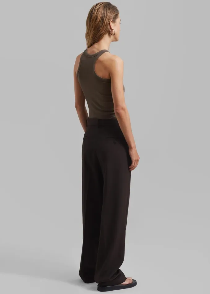 Women Omi Halter Tank Top 8211 Brown The Frankie Shop Tops