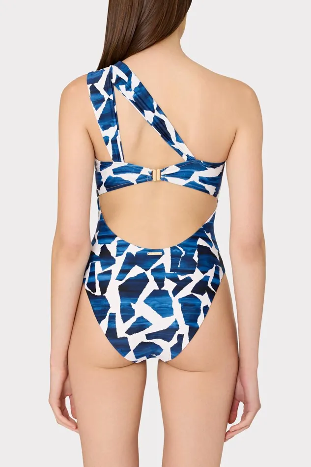 Women One Piece Swimsuits Milly Betsy Ocean Puzzle Bandeau One Piece Navy Multi Women One Piece Swimsuits Milly Betsy Ocean Puzzle Bandeau One Piece Navy Multi