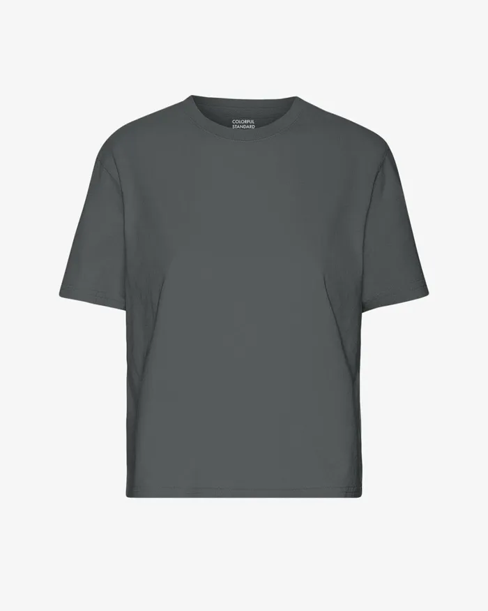 Women Organic Boxy Crop Tee Lava Grey Colorful Standard TShirts