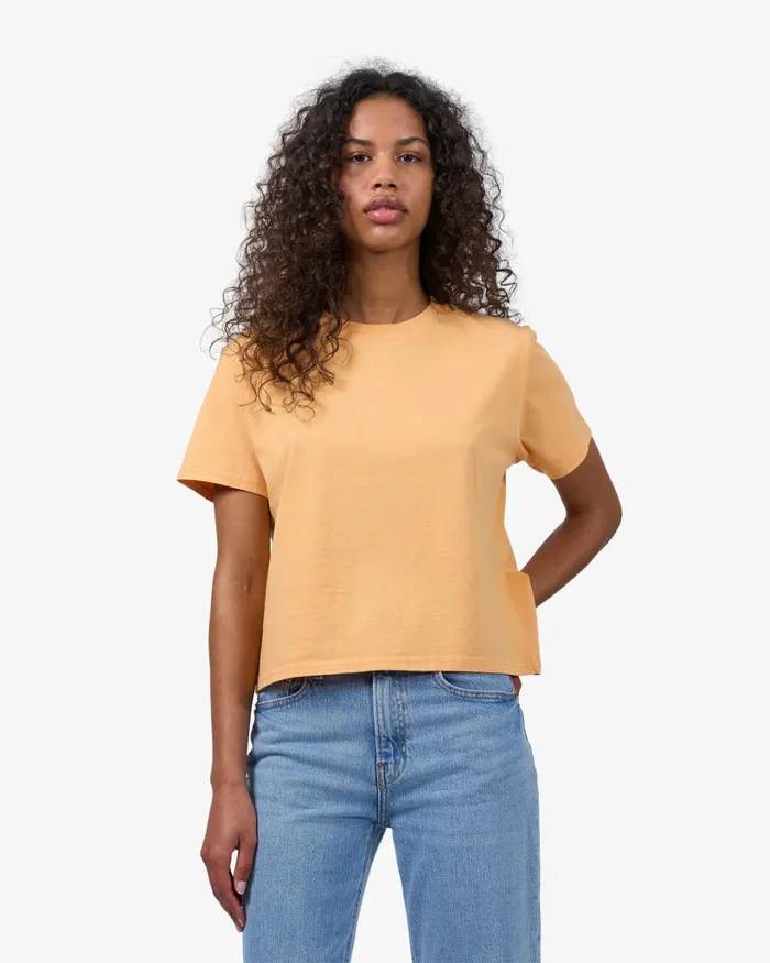 Women Organic Boxy Crop Tee Lava Grey Colorful Standard TShirts