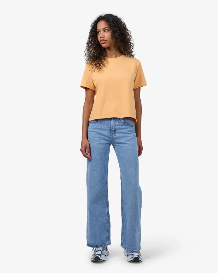 Women Organic Boxy Crop Tee Lava Grey Colorful Standard TShirts