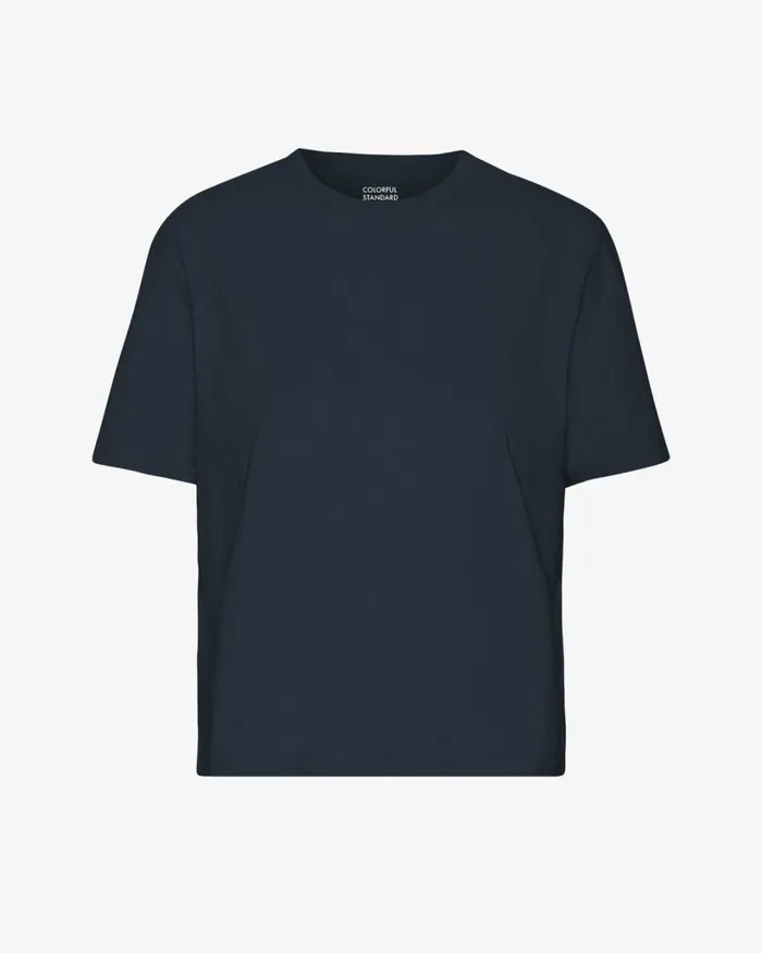 Women Organic Boxy Crop Tee Navy Blue Colorful Standard TShirts