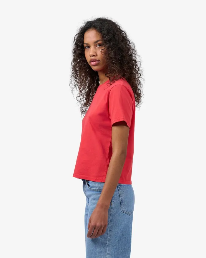 Women Organic Boxy Crop Tee Navy Blue Colorful Standard TShirts