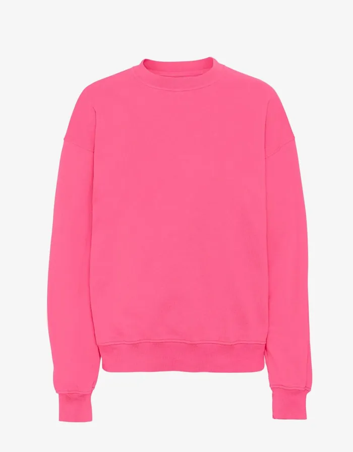 Women Organic Oversized Crew Bubblegum Pink Colorful Standard Crewneck Sweatshirts