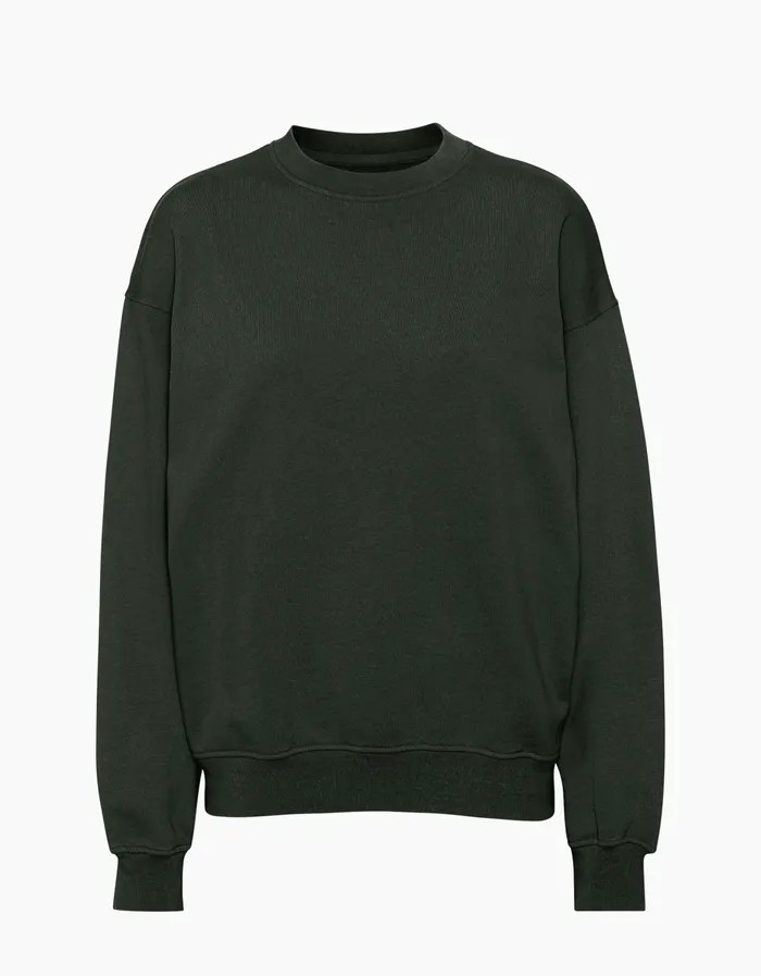 Women Organic Oversized Crew Hunter Green Colorful Standard Crewneck Sweatshirts