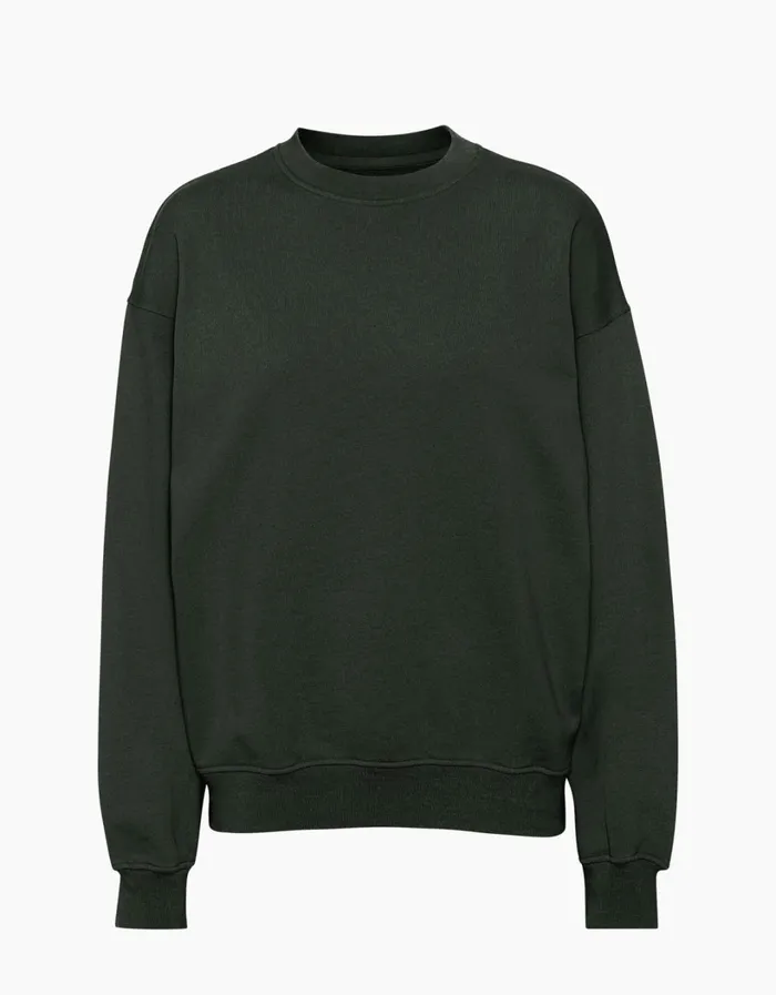 Women Organic Oversized Crew Hunter Green Colorful Standard Crewneck Sweatshirts