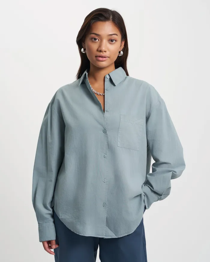 Women Organic Oversized Shirt 8211 Oyster Grey Shirts Colorfulstandard