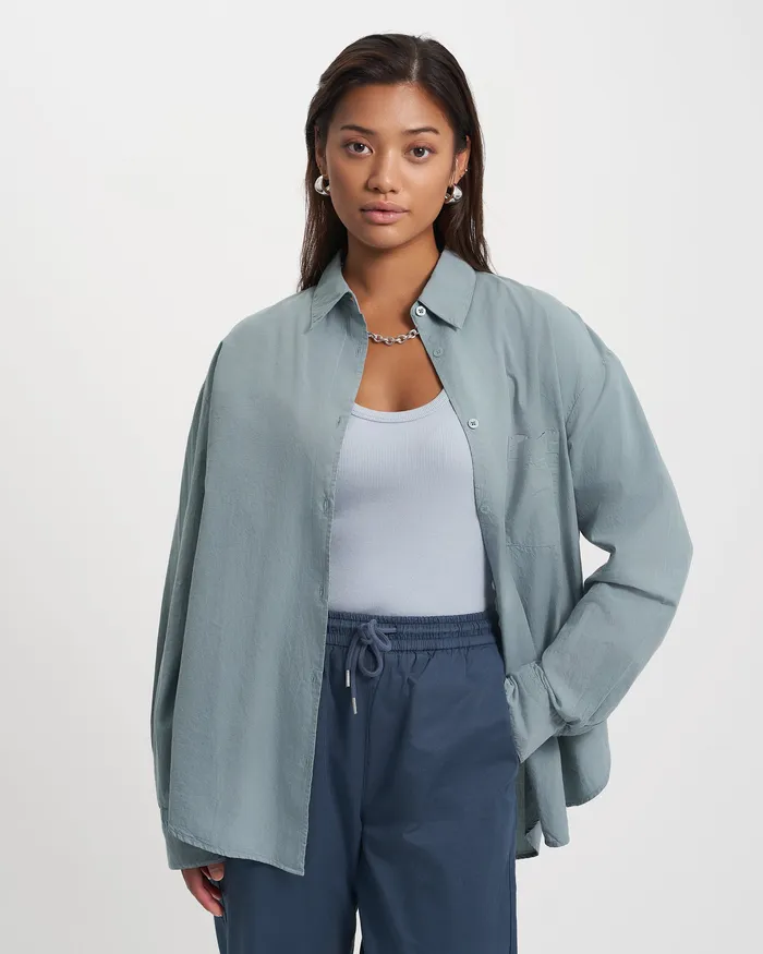 Women Organic Oversized Shirt 8211 Oyster Grey Shirts Colorfulstandard