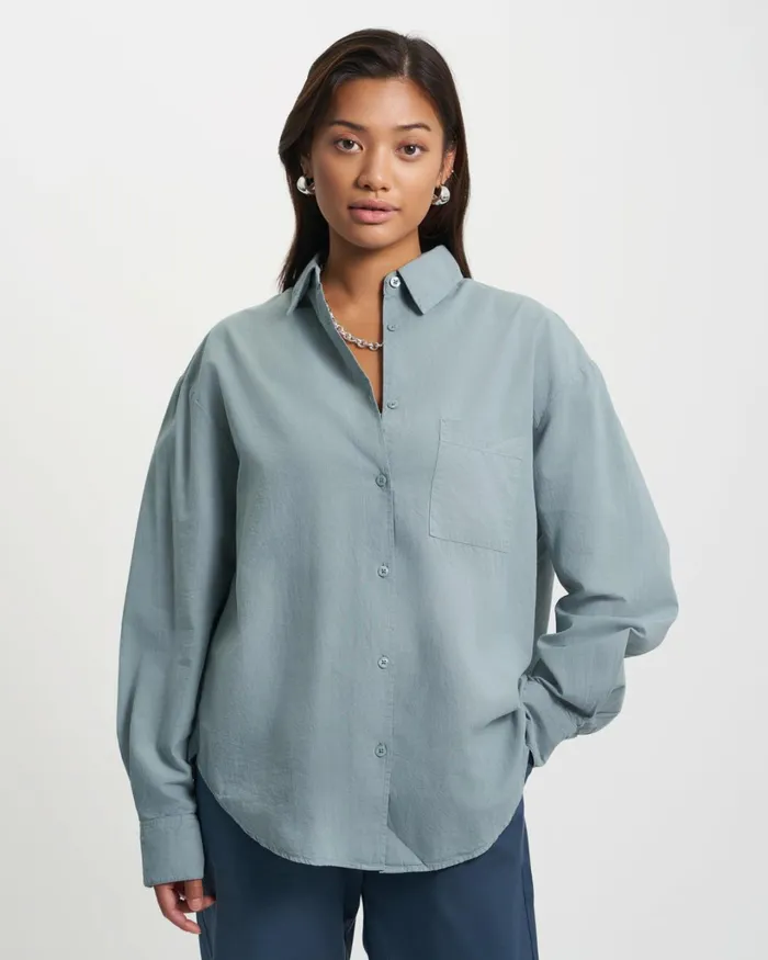 Women Organic Oversized Shirt Oyster Grey Colorful Standard Shirts