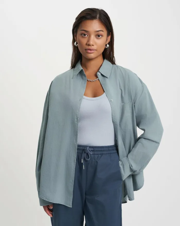 Women Organic Oversized Shirt Oyster Grey Colorful Standard Shirts