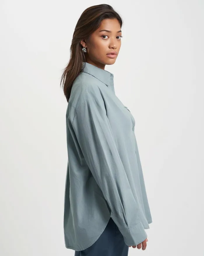 Women Organic Oversized Shirt Oyster Grey Colorful Standard Shirts