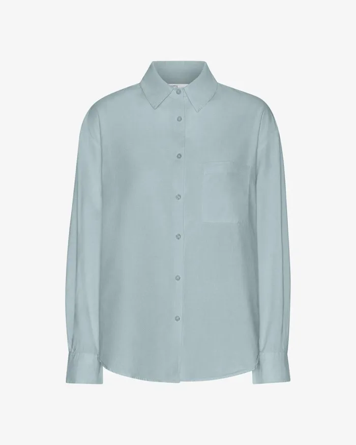 Women Organic Oversized Shirt Steel Blue Colorful Standard Shirts
