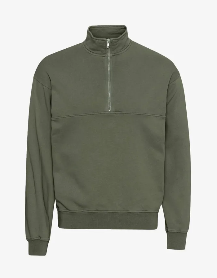 Women Organic Quarter Zip Dusty Olive Colorful Standard Quarter Zips