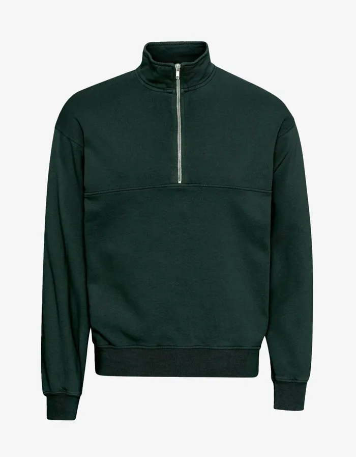 Women Organic Quarter Zip Hunter Green Colorful Standard Quarter Zips