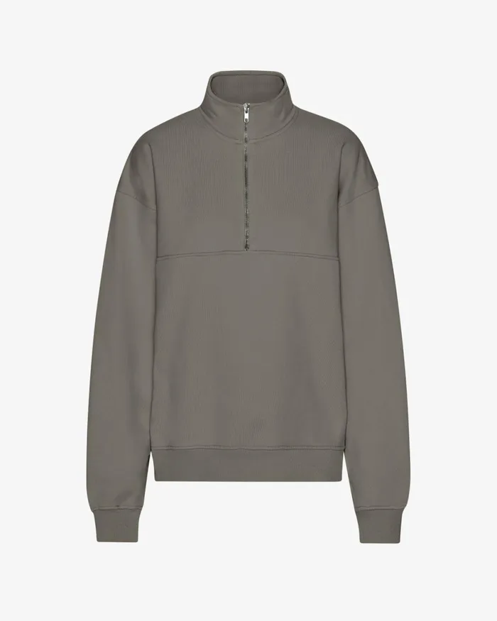 Women Organic Quarter Zip Misty Brown Colorful Standard Quarter Zips