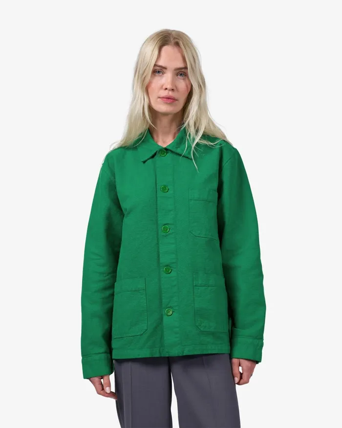 Women Organic Workwear Jacket Petrol Blue Colorful Standard Workwear Jackets