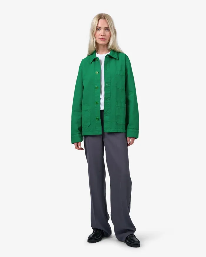 Women Organic Workwear Jacket Petrol Blue Colorful Standard Workwear Jackets