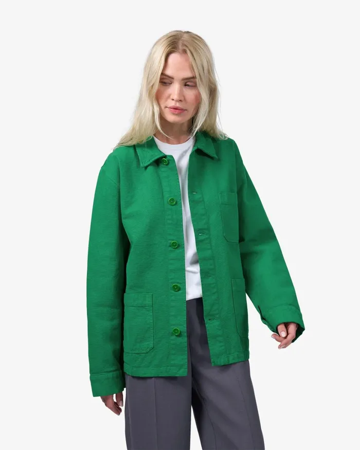 Women Organic Workwear Jacket Petrol Blue Colorful Standard Workwear Jackets