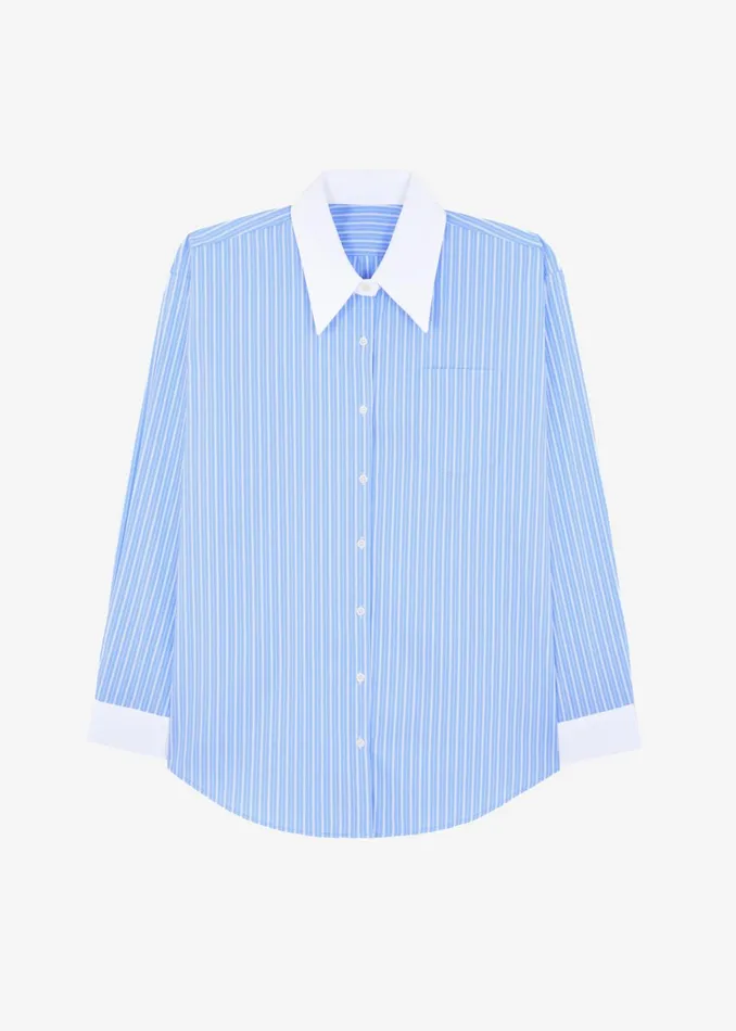 Women Orla Button Up Shirt 8211 BlueWhite Stripe The Frankie Shop Tops