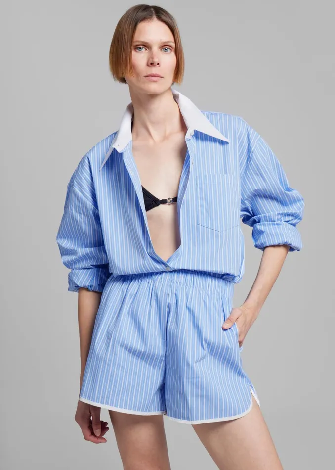 Women Orla Button Up Shirt 8211 BlueWhite Stripe The Frankie Shop Tops
