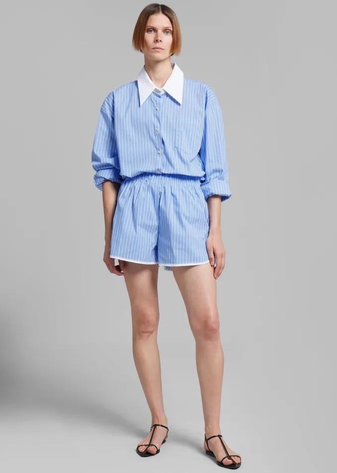 Women Orla Button Up Shirt 8211 BlueWhite Stripe The Frankie Shop Tops