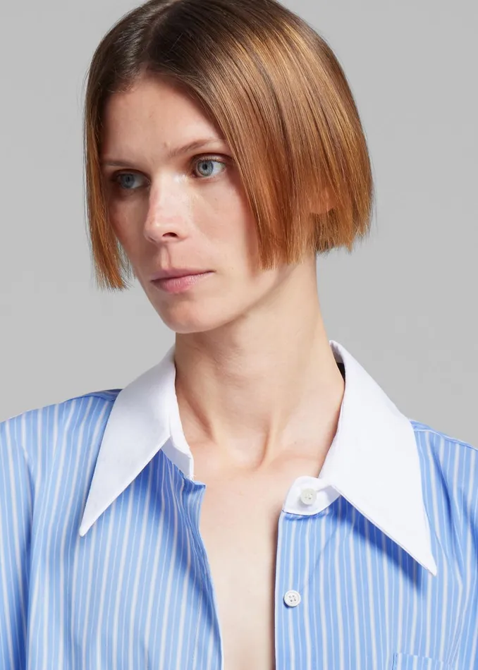 Women Orla Button Up Shirt 8211 BlueWhite Stripe The Frankie Shop Tops
