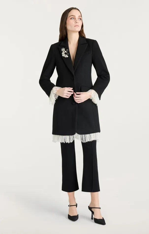 Women Outerwear Cinq Sept Roxie Coat Blackivory