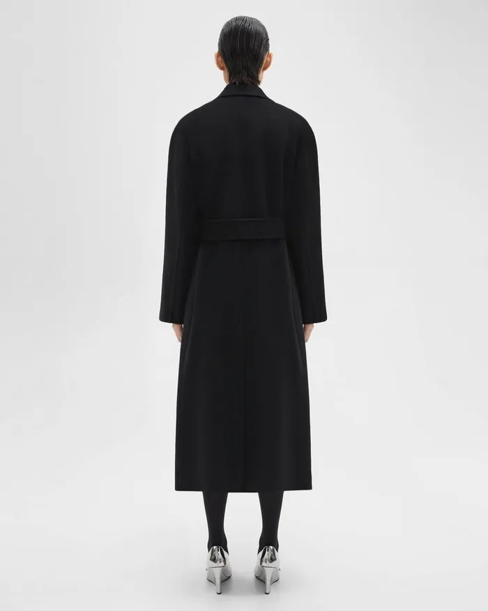 Women Outerwear Theory Belted Coat In DoubleFace WoolCashmere Black