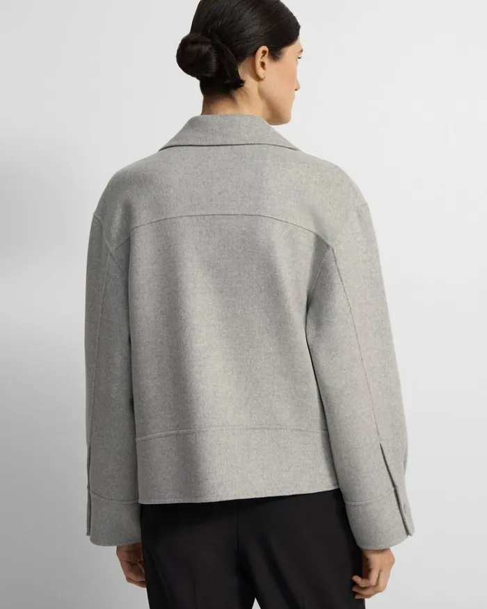 Women Outerwear Theory Oversized Moto Jacket In DoubleFace WoolCashmere Melange Grey
