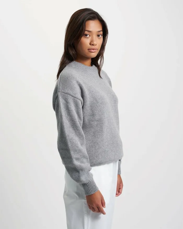 Women Oversized Merino Wool Crew Warm Taupe Colorful Standard Knit Sweaters