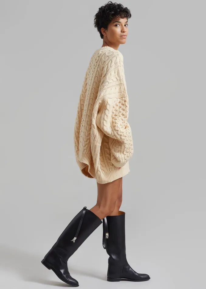 Women Pailey Braided Sweater 8211 Cream The Frankie Shop Knitwear