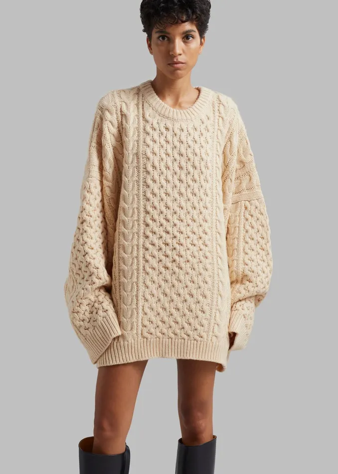 Women Pailey Braided Sweater 8211 Cream The Frankie Shop Knitwear