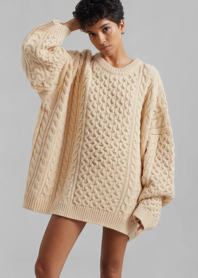 Women Pailey Braided Sweater 8211 Cream The Frankie Shop Knitwear