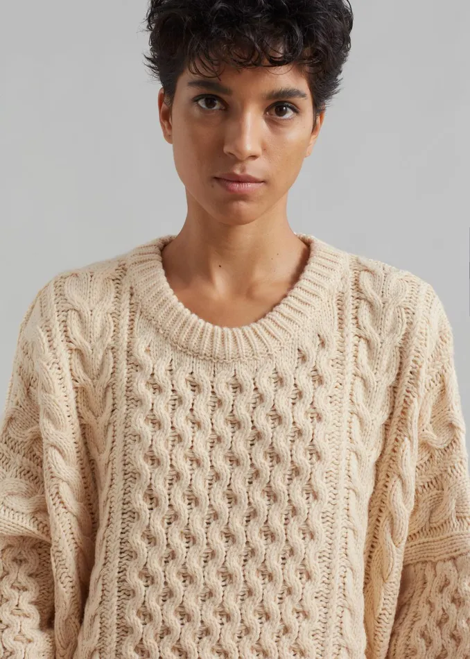 Women Pailey Braided Sweater 8211 Cream The Frankie Shop Knitwear