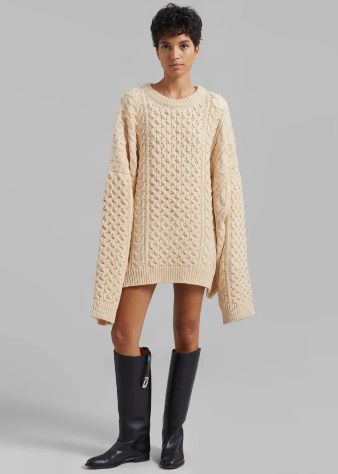 Women Pailey Braided Sweater 8211 Cream The Frankie Shop Knitwear