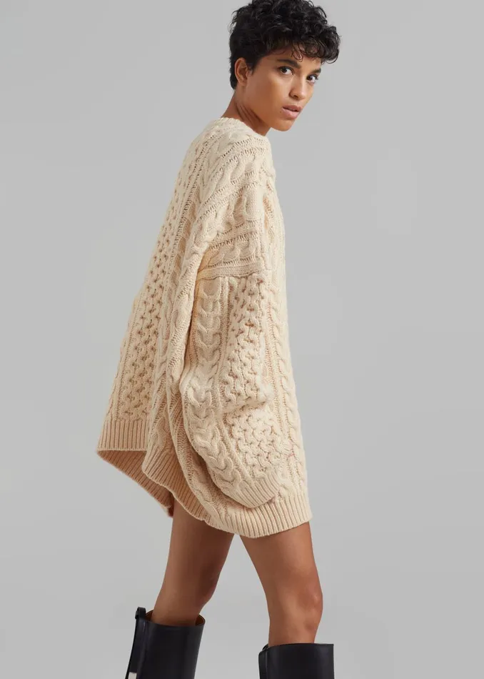 Women Pailey Braided Sweater 8211 Cream The Frankie Shop Knitwear