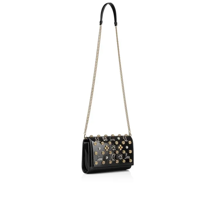 Women Paloma Clutch 8211 Vog Patent Leather And Spikes La Belle 8211 Black Christian Louboutin Shoulder Bags