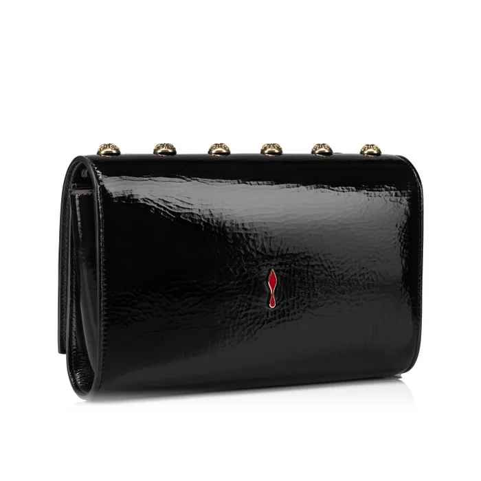 Women Paloma Clutch 8211 Vog Patent Leather And Spikes La Belle 8211 Black Christian Louboutin Shoulder Bags
