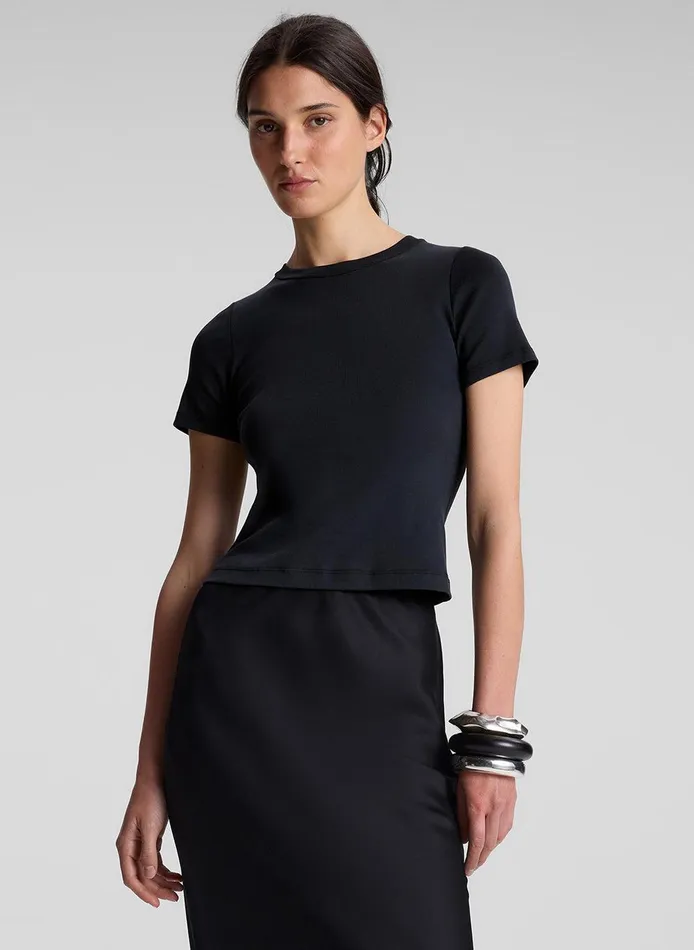 Women Paloma Cotton Rib Baby Tee Black ALC Tops