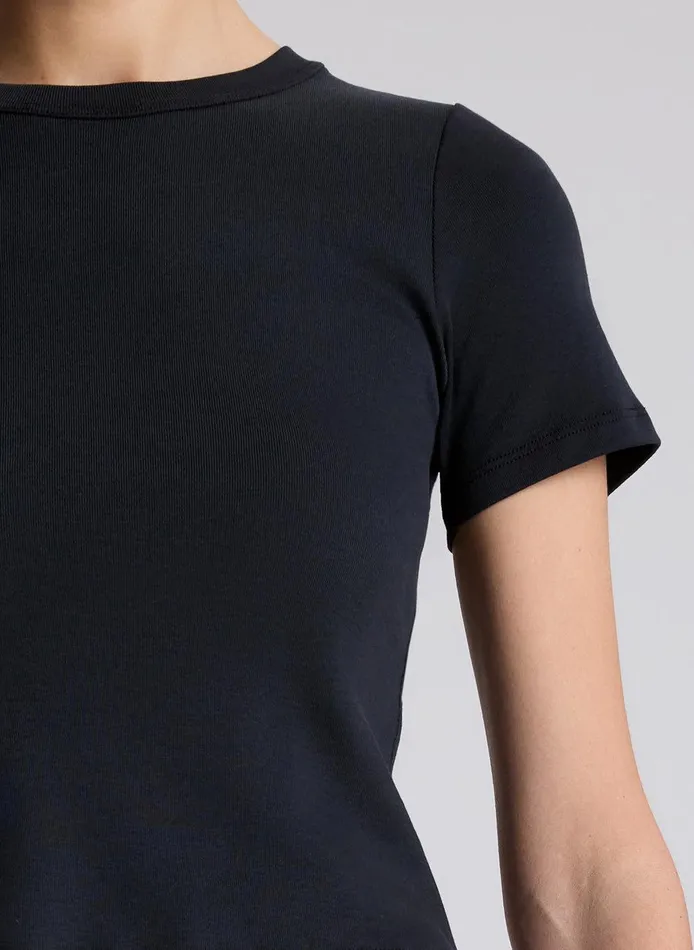 Women Paloma Cotton Rib Baby Tee Black ALC Tops