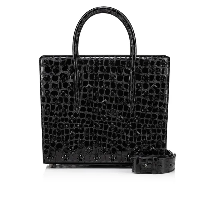Women Paloma Medium Top Handle Bag 8211 Alligator Embossed Calf Leather And Spikes Loubinthesky 8211 Black Christian Louboutin Top Handles