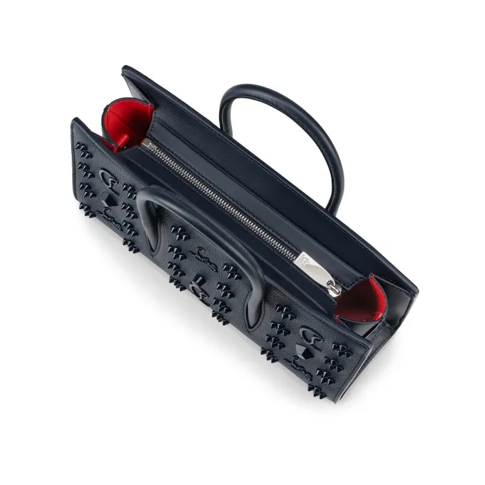 Women Paloma Top Handle Bag 8211 Calf Leather And Spikes Loubinthesky 8211 Navy Christian Louboutin Shoulder Bags