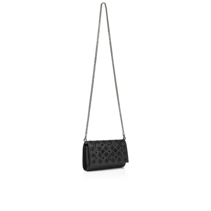 Women Paloma Wallet On Chain 8211 Grained Calf Leather And Spikes Loubinthesky 8211 Black Christian Louboutin Crossbody Bags