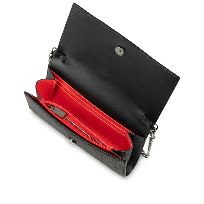 Women Paloma Wallet On Chain 8211 Grained Calf Leather And Spikes Loubinthesky 8211 Black Christian Louboutin Crossbody Bags