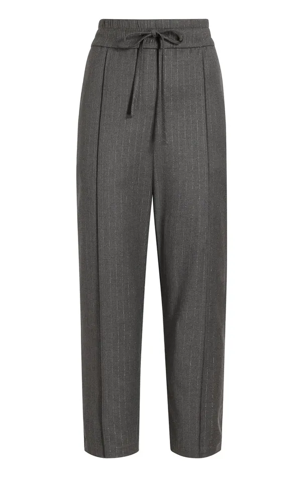 Women Pants Cinq Sept Adalie Pant Lurex Pinstripe Charcoal