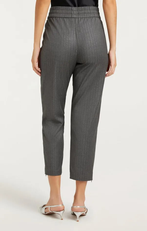 Women Pants Cinq Sept Adalie Pant Lurex Pinstripe Charcoal