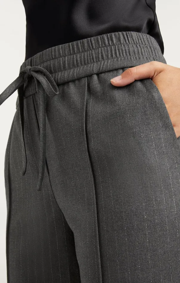 Women Pants Cinq Sept Adalie Pant Lurex Pinstripe Charcoal