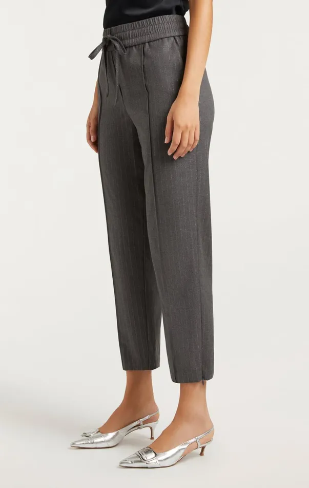 Women Pants Cinq Sept Adalie Pant Lurex Pinstripe Charcoal