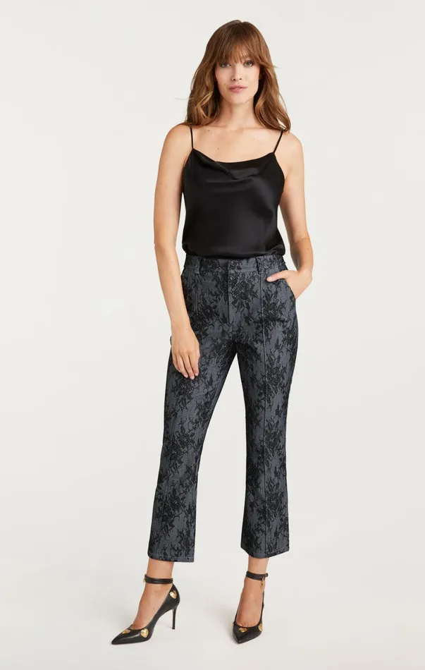 Women Pants Cinq Sept Bonded Lace Cropped Evelyn Pant Light Indigoblack